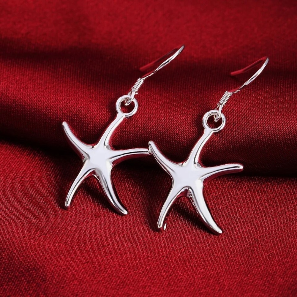 925 Sterling Silver charm Cute starfish earrings for Women Luxury Fashio… - Picture 1 of 6